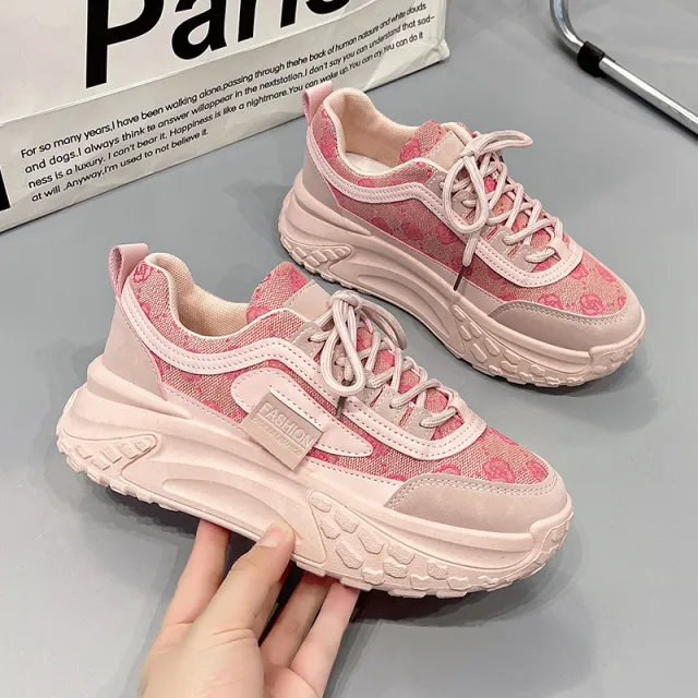 Spring New Breathable All matching Platform Running Shoes Women Pink - Shop at LoveMi
