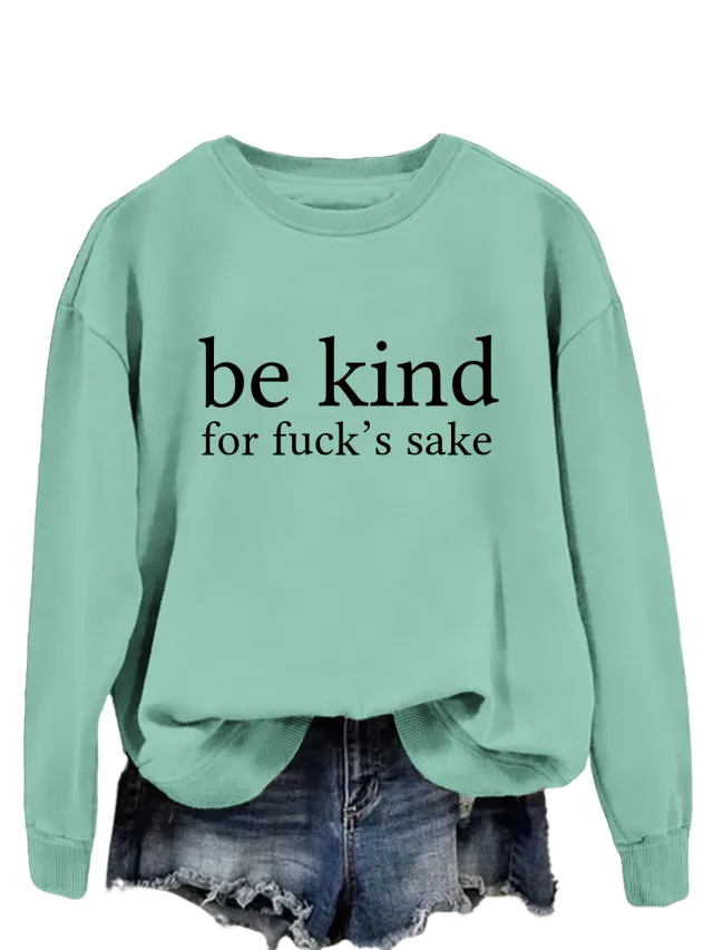 All matching Women's Letter Simplicity Top Light Green Black Sweater Font - Shop at LoveMi
