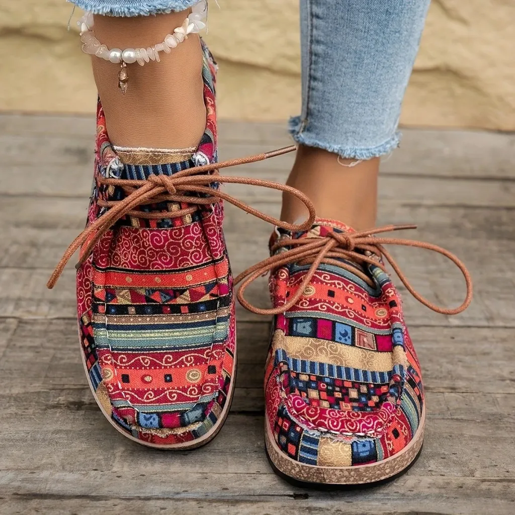 Thick-soled Large-size Colorful Casual Ethnic Retro Sneakers - Colorful