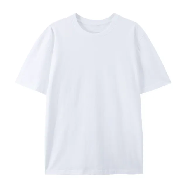 Cotton Round Neck T shirt Heavy Loose Short Sleeve White - Shop at LoveMi