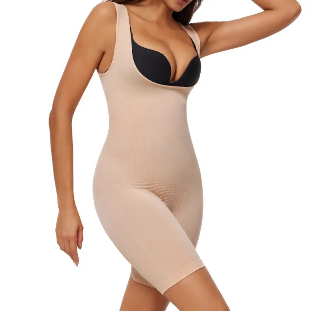 European And American Ladies Sexy Low cut One piece Corset Belly Contracting Hip Lifting Boxer Skin Color M L - Shop at LoveMi