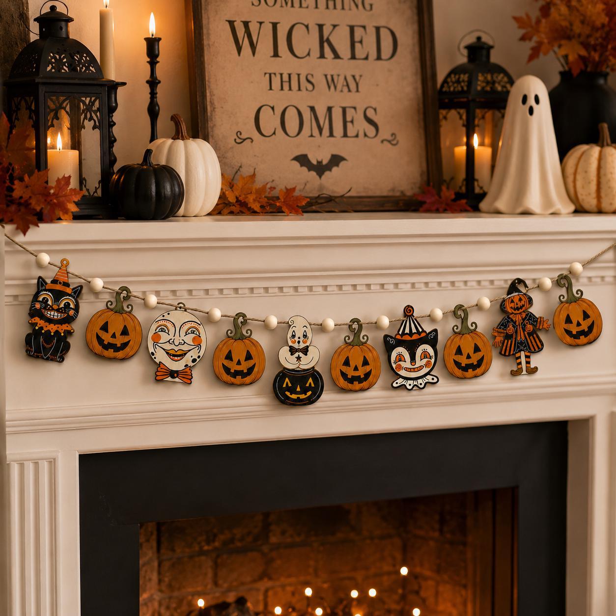 Halloween pumpkin cat hanging decoration (halloween faces)