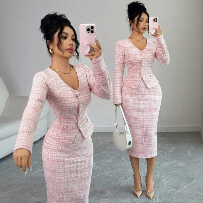 Plaid Top Skirt Set