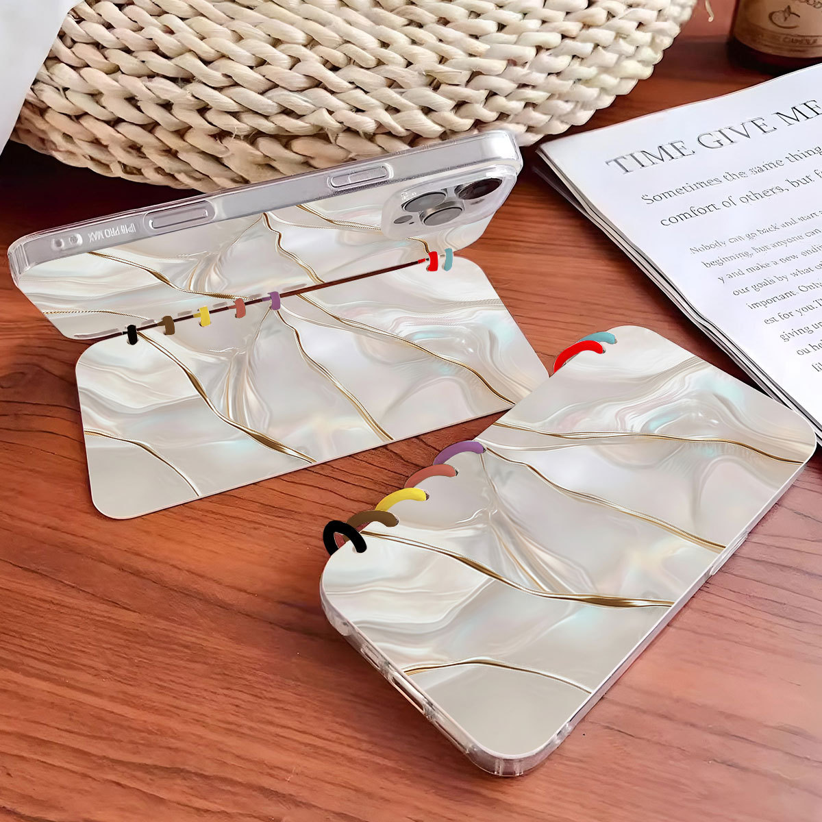 Pearl White Textured Laptop Flip Phone Case 5