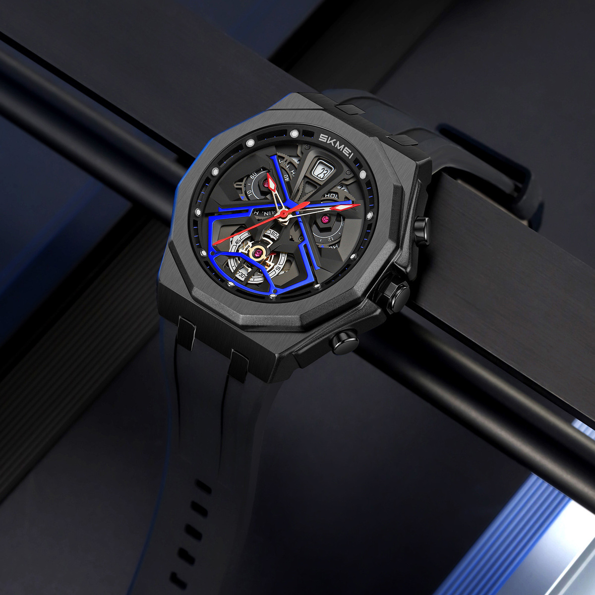 Mens Hollow-out Waterproof Multi-function Watch 4