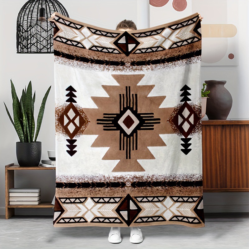 Bohemian-style Flannel Blanket For Cozy Bedding