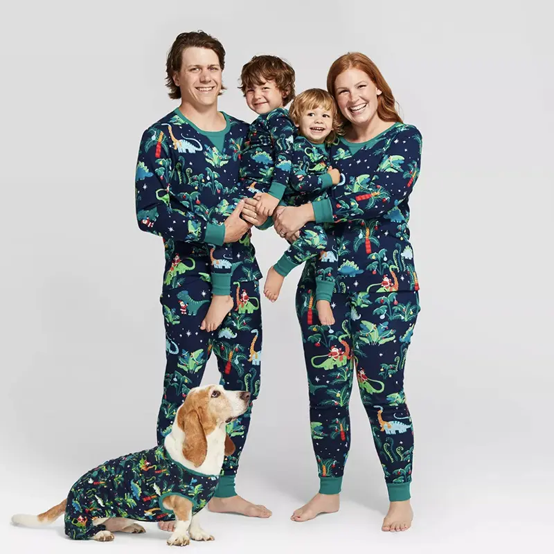 Cotton Printing Family With Dog European