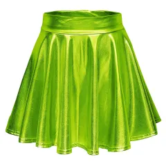 Cos Halloween Performance Costume Shiny Horn Pleated Mini Skirt - Green - View 1