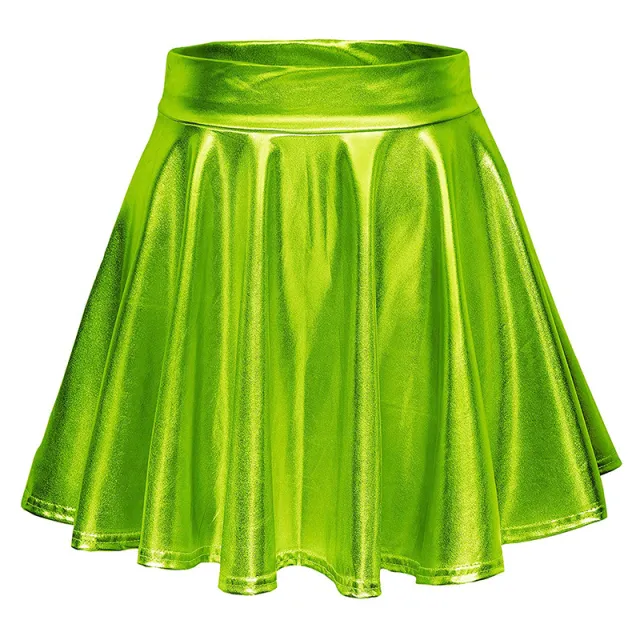 Cos Halloween Performance Costume Shiny Horn Pleated Mini Skirt Green - Shop at LoveMi