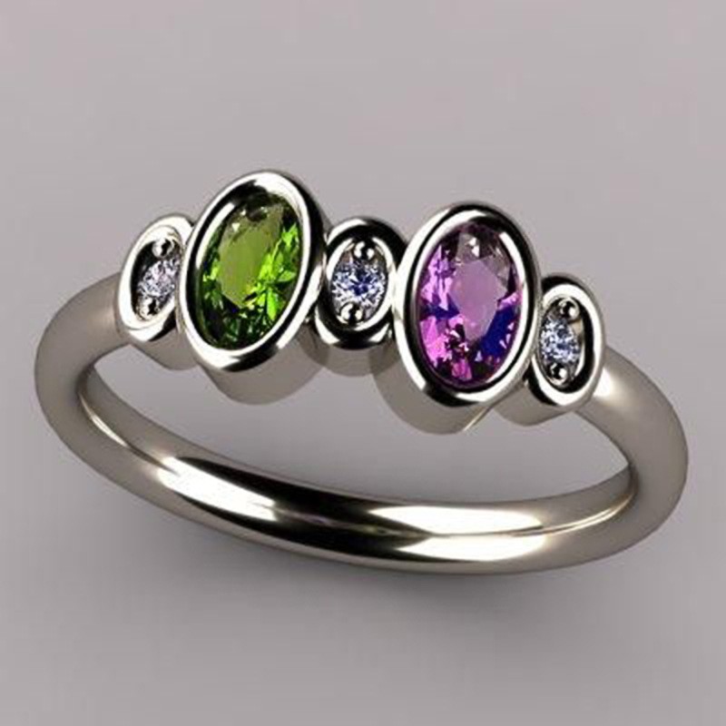 Colorful Copper Inlaid Zircon Ring Sweet And Simple Fashion Ring Bracelet