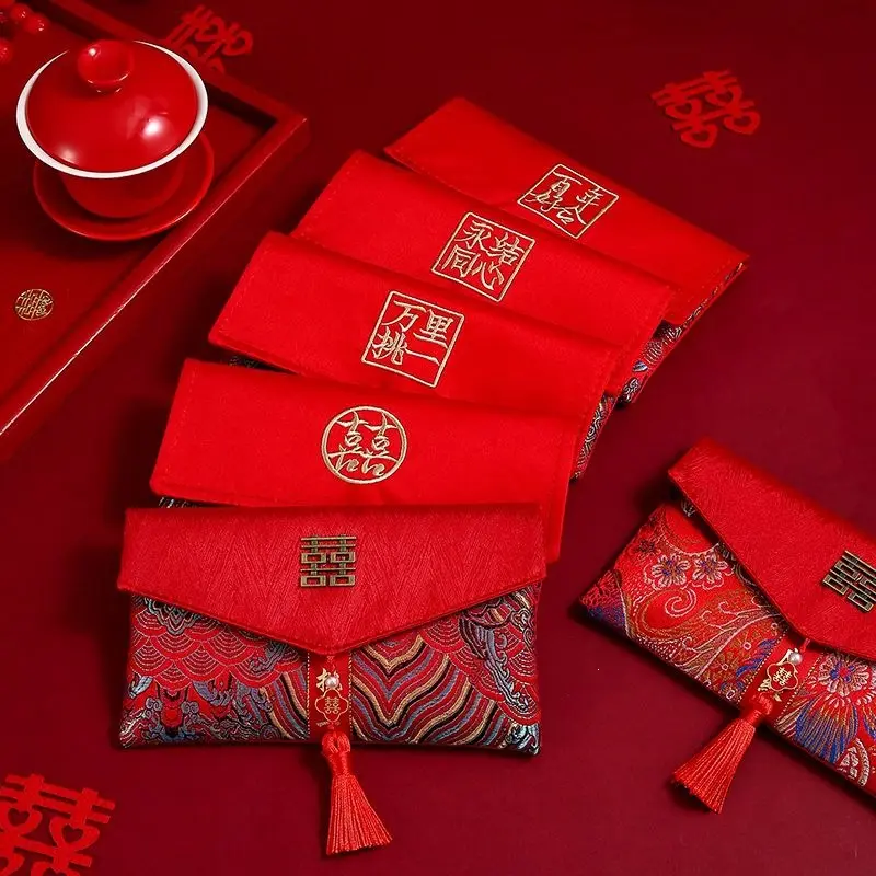 High-end Brocade Engagement Gift Packet Tea-serving Red