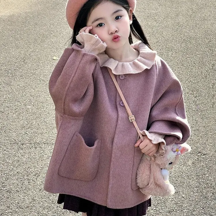 Sweet Purple Short Wool Coat