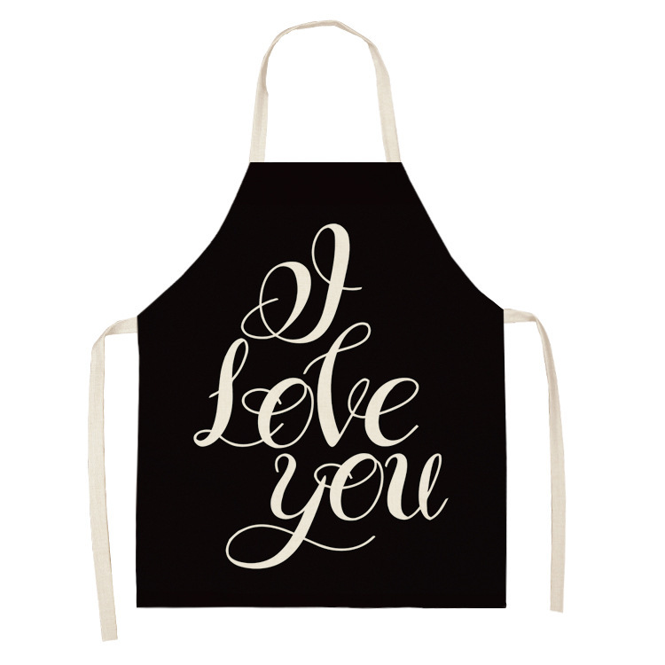 Title 1, Letter Linen Apron Kitchen Stain-resistant Slee...