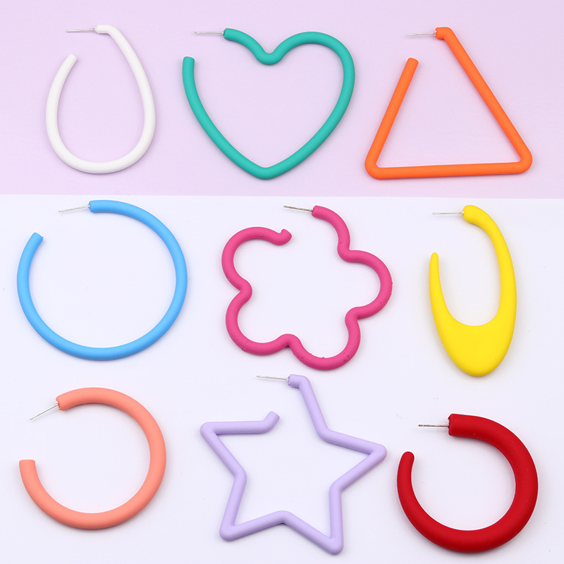 Simple Spray Paint Triangle Heart Water Drops Eardrops Earrings Women