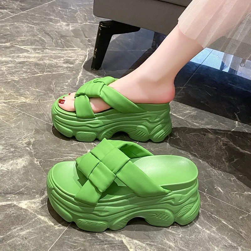 Women's Fashion Platform Slippers Casual Beach - Green