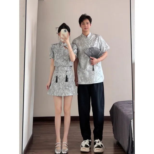 Summer New Suit Variegated Cheongsam Women's Short Sleeve Men'S Top 2Xl - Shop at LoveMi
