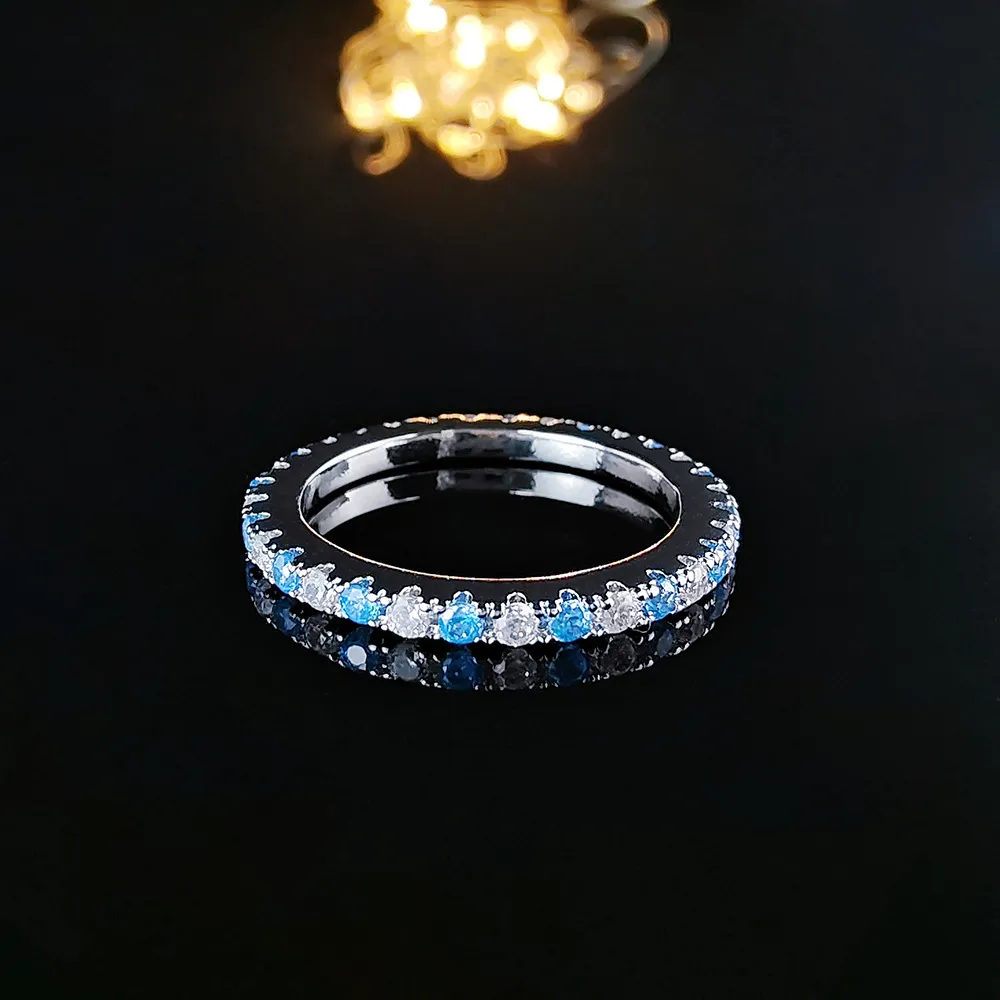 Zircon Inlaid Ring Creative European And American Popular - Blue