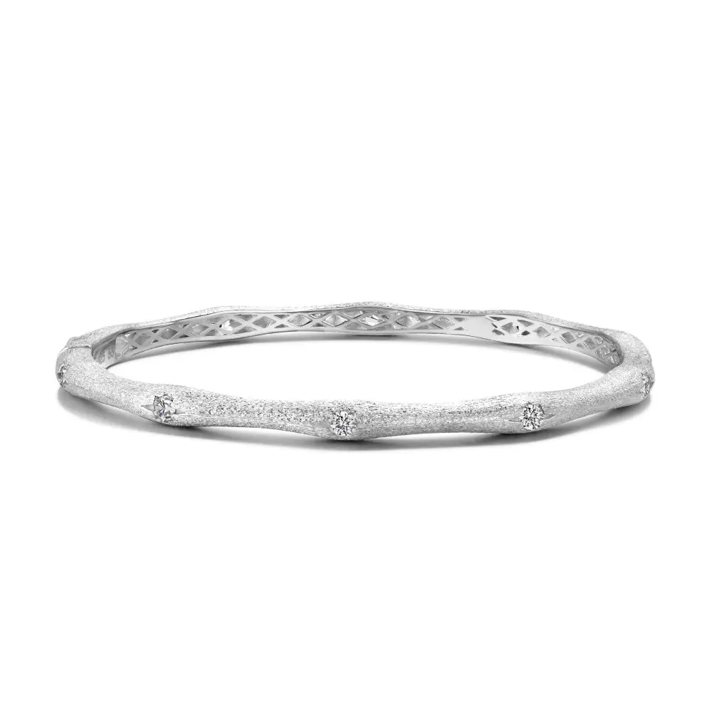 Sterling Silver Wire Drawing Craft Zircon Inlaid High-rise Bracelet