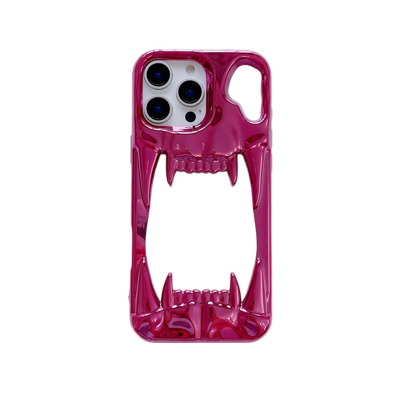 Electroplated Tiger-tooth Skull Phone Case With 15 Cutouts
