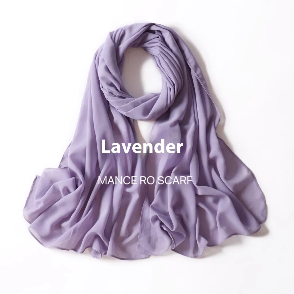 Pure Color Pearl Chiffon Scarf Headcloth Veil Chiffon Scarf - 84 Lavender