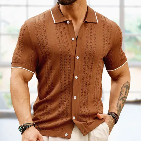 Short-sleeved Polo Shirt Summer Button Lapel Top Fashion Business