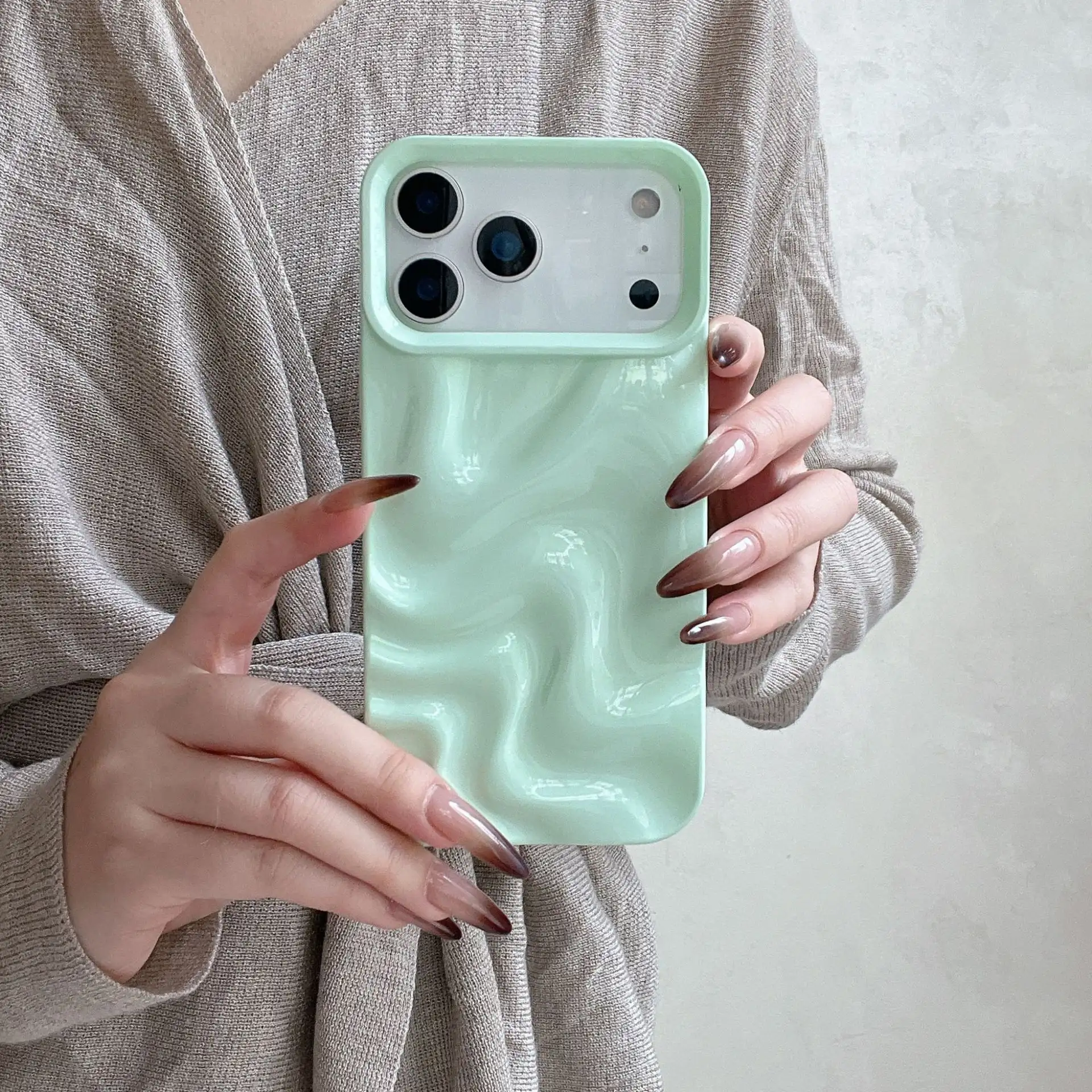 Korean-style Simple Ins Three-dimensional Water Ripple Soft Shell