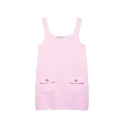 European And American Style Fashion Slim Knit Mini Dress - Pink - View 1