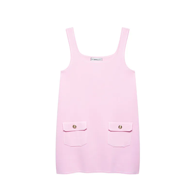 European And American Style Fashion Slim Knit Mini Dress - Pink