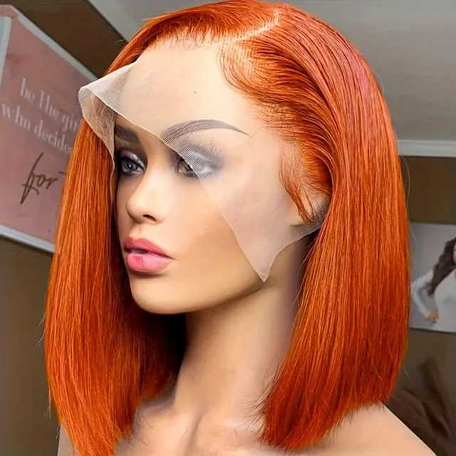 Straight Ginger Orange Bob Wigs Human Hair13x4 Orange Red - Shop at LoveMi