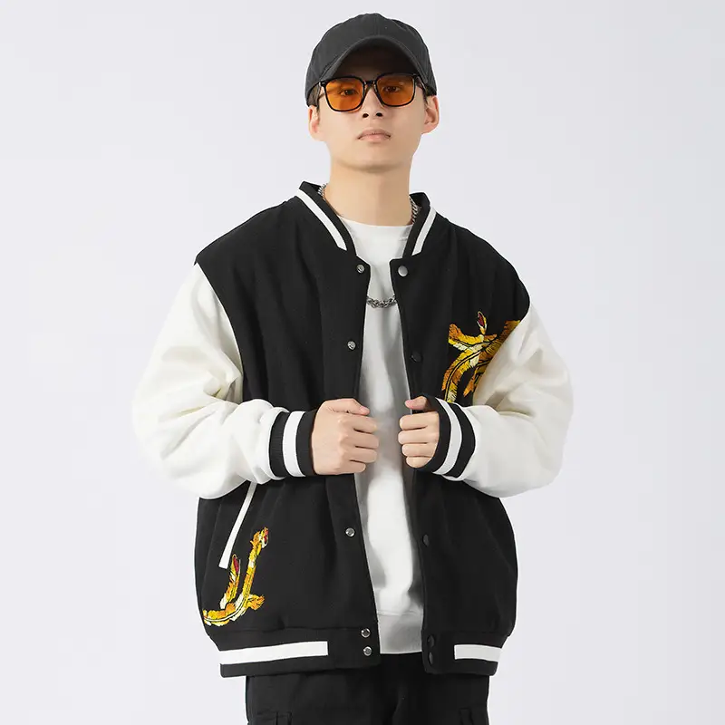 Men's Loose National Embroidered Vintage Suede Jacket