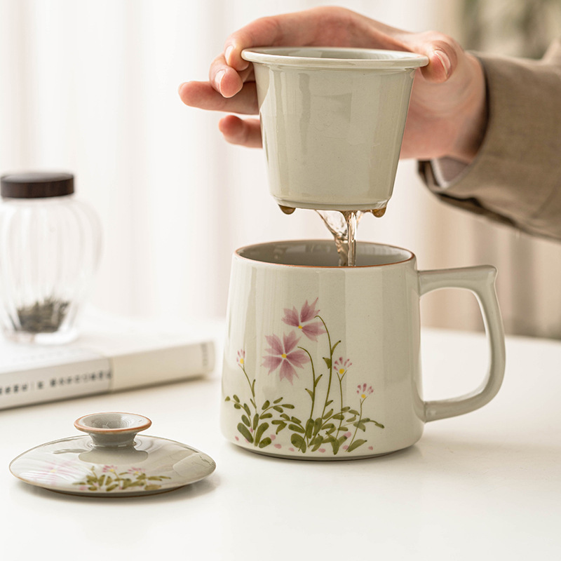 Hand Painted Tea Cup Tea Water Separation Mug