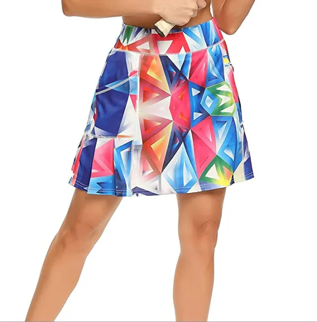 Women's Short Culottes Tennis Running Workout Two layer High Top Sports Dress With Pockets Color - Shop at LoveMi