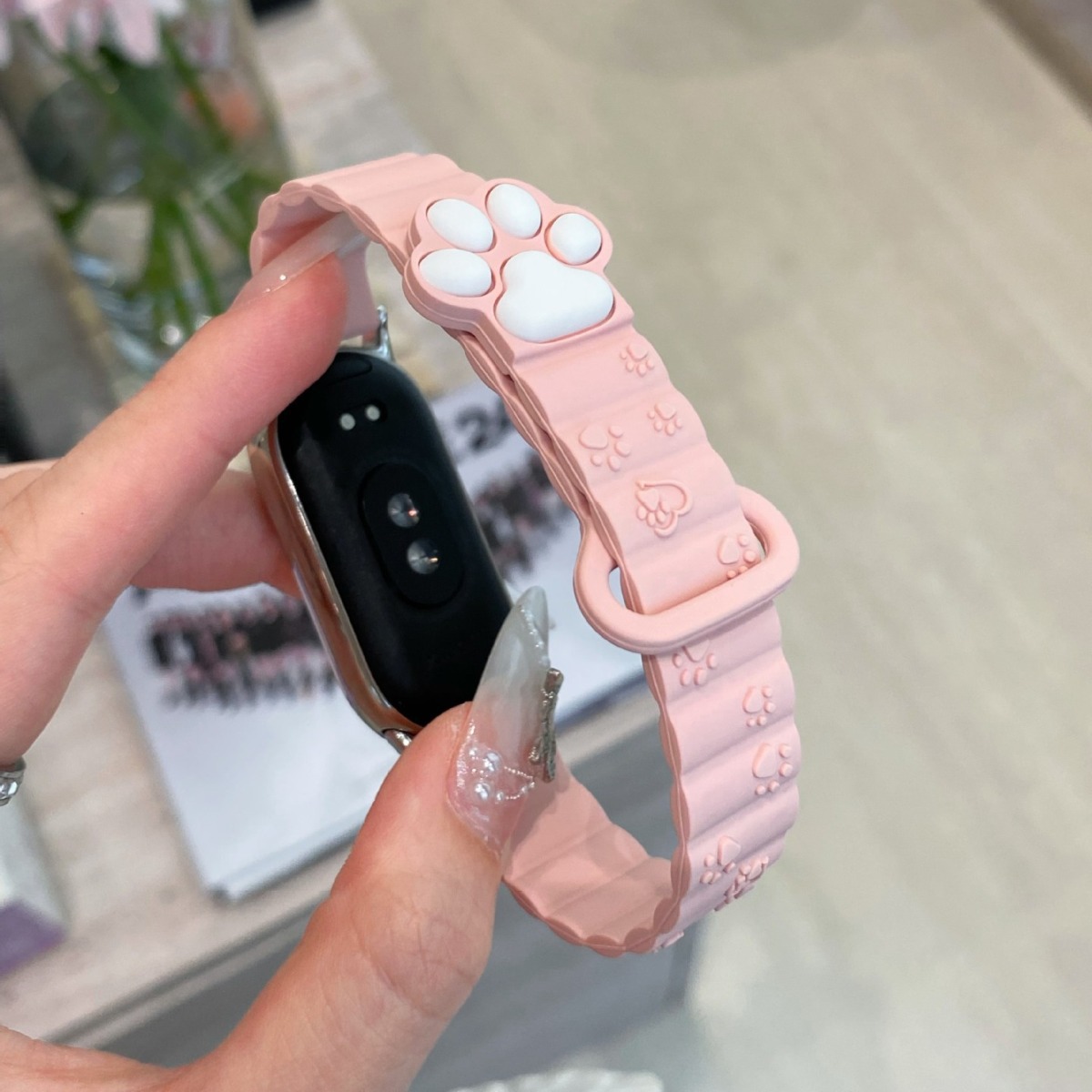 Cat paw magnetic silicone watch strap