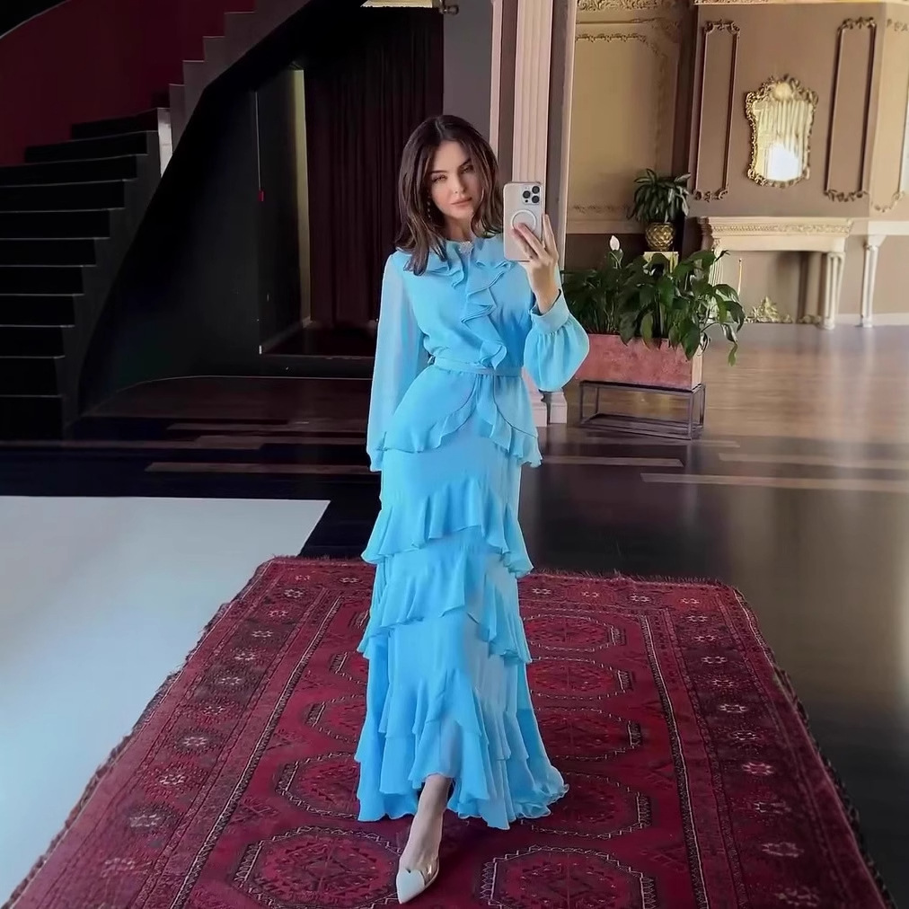 Ruffled Long-Sleeve Maxi Dress, picture 3 of 10