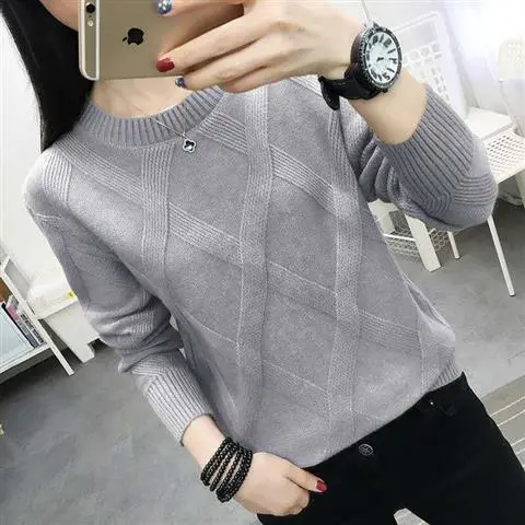 Sweater Women's Pullover Bottoming Shirt Loose Bottoming Top Gray - Shop at LoveMi
