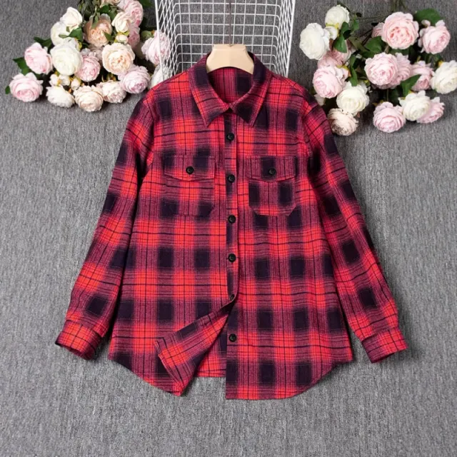 European And American Fashion Plaid Top Red - Shop at LoveMi
