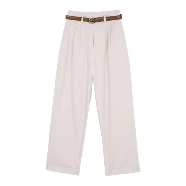 French Retro High Waist Korean Style Slimming Casual Pants White - Shop at LoveMi