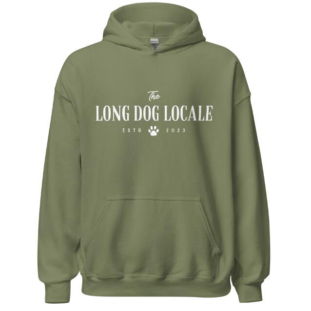 European And American Letter LONG DOG LOCALE Printed Hooded Sweatshirt