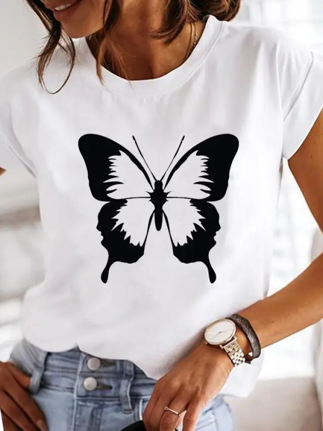 Crew Neck Casual Printed T shirt For Women Ts 2301 15 M - Shop at LoveMi