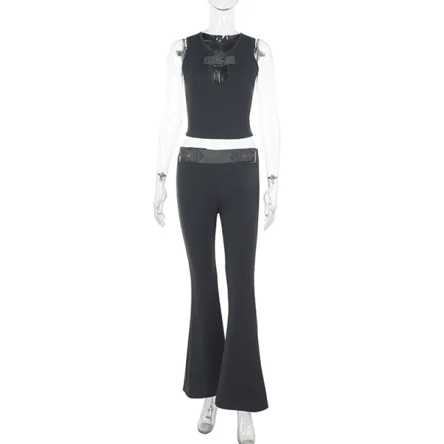 Sexy Hollow out Sleeveless Tank Top With High Waist Black - Shop at LoveMi