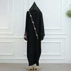 Dubai Middle East Turkey Dubai Flower Embroidered Elegant Cardigan - Pink Headscarf - View 1