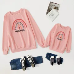 Autumn And Winter Mother-daughter Parent-child Sweater - Pink - View 1
