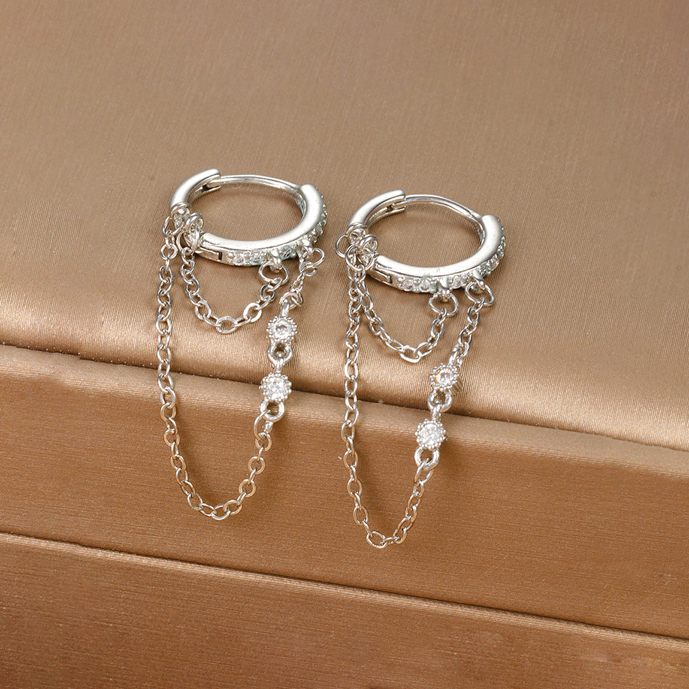 INS Chain Zircon Tassel Design Fashion Ear Ring