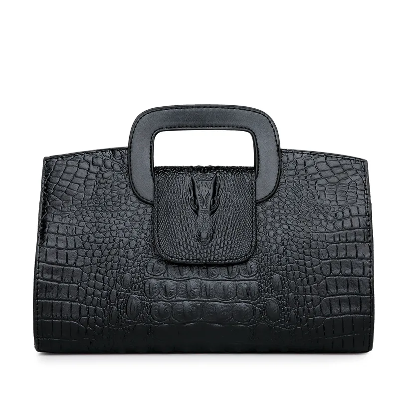 Women's Fashion Simple Solid Color Handbag - Black