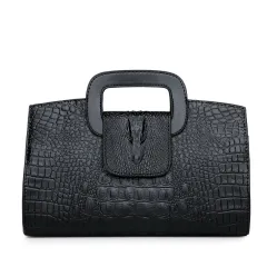 Women's Fashion Simple Solid Color Handbag - Black - View 1