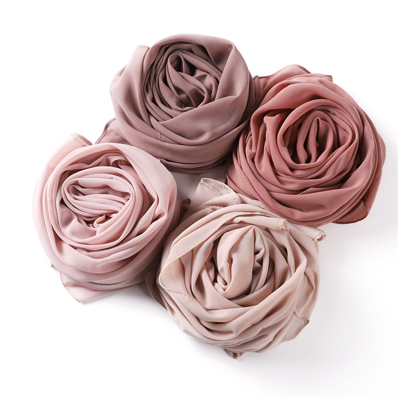 Solid Color Pearl Chiffon Scarf Head Covering Monochrome