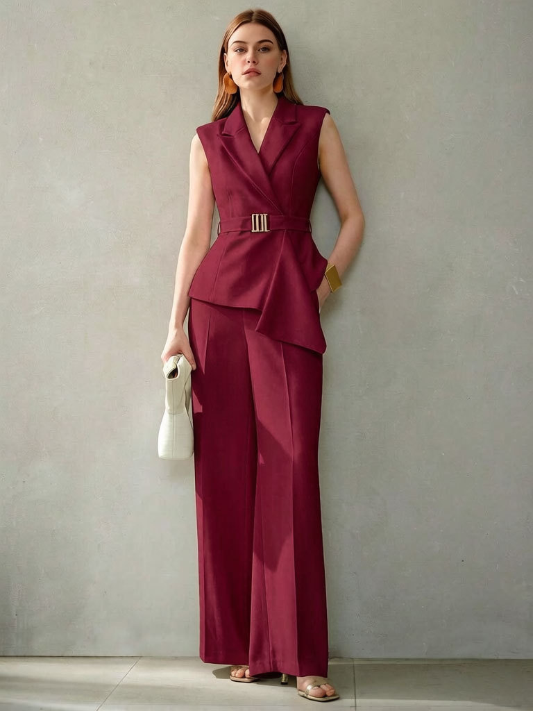 Womens Elegant And Fashionable Two-piece Set Of Top And Pants 4