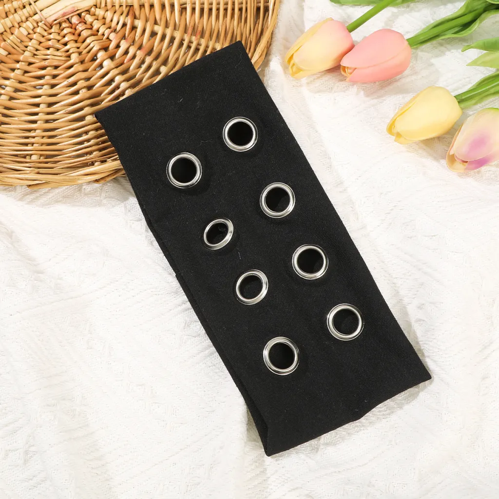 Punk Metal Circle Hip Hop Pullover Hair Band - Black