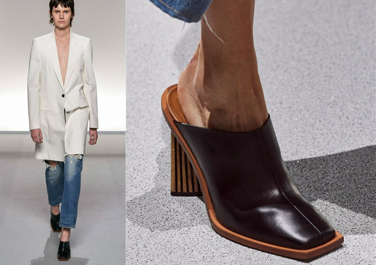 Profiled Heel Square Toe Lazy Half Slippers