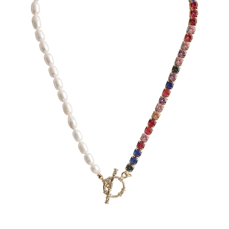 Simple Color Zircon Round Necklace For Women